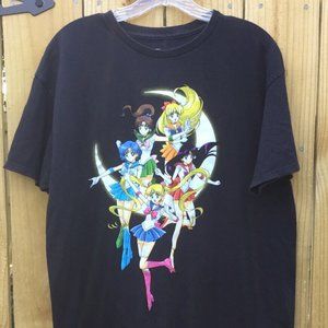 Sailor Moon T-Shirt Black Sz Large Unisex Women's Anime L